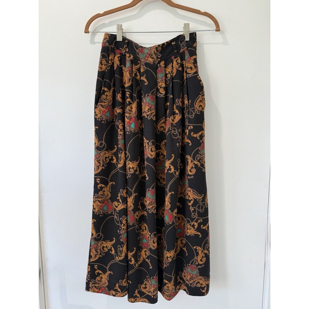 Vtg Jones New York Sport Equestrian Midi Skirt Medium Bridle Maxi Pockets Size 6
